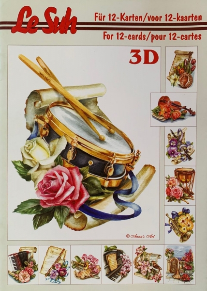 3D Buch Schneidebogen Musikinstrumente